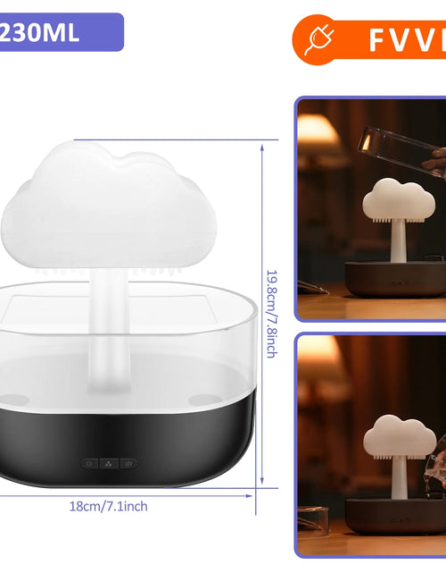 Load image into Gallery viewer, Rain Cloud Humidifier Water Drip,Mushroom Diffuser,Cloud Humidifier Rain Drop,Rain Cloud Diffuser with 7 Light Colours,Waterfall Lamp Humidifier Rain Sounds for Relax Sleeping,200Ml
