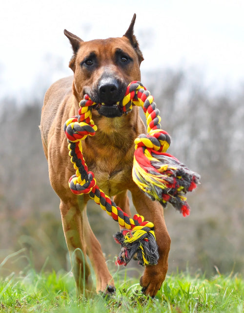 Load image into Gallery viewer, Flossy Chews Cottonblend 5 Knot Tug Rope Dog Toy Extra Large 36&quot;, Assorted Colors
