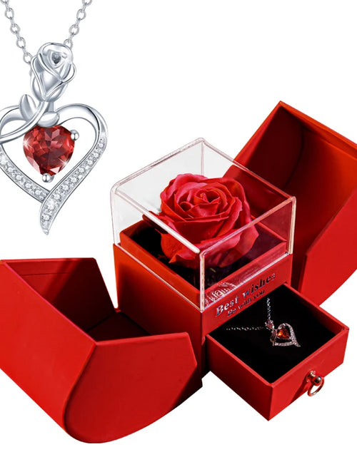 Load image into Gallery viewer, Gifts for Women Eternal Rose Box Heart Pendant Necklace Forever Flower Jewelry Case Wedding Mothers Day Jewelry Girlfriend Gift
