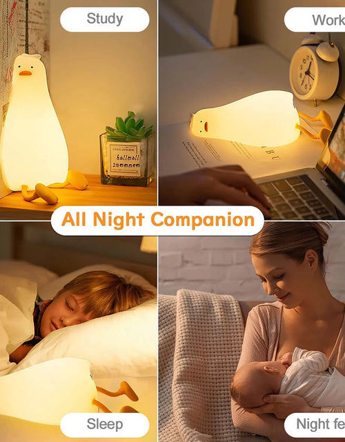 Load image into Gallery viewer, LED Lying Flat Night Light, Cute Light up , Silicone Dimmable Nightlight, Rechargeable Bedside Touch Lamp for Breastfeeding Toddler Baby Kids Room Decor Gift
