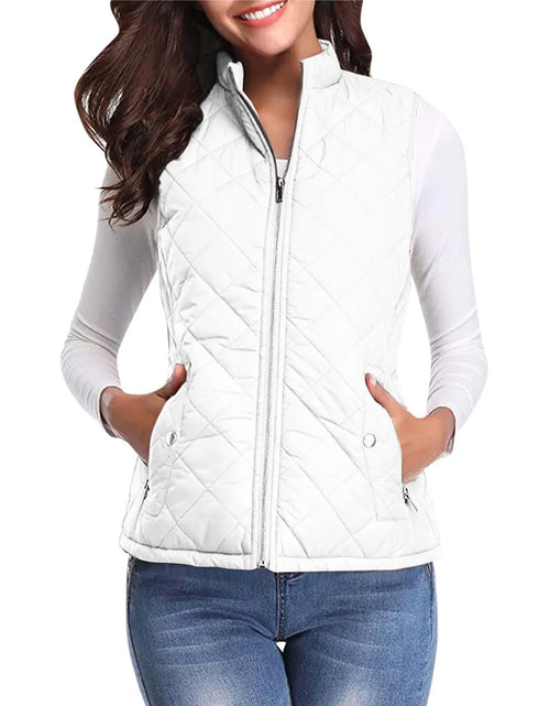 Load image into Gallery viewer, Women&#39;S Padded Vest Quilted Jacket Ladies Zipper Sleeveless Waistcoat Autumn Winter Lightweight Comfortable Cotton down Vests
