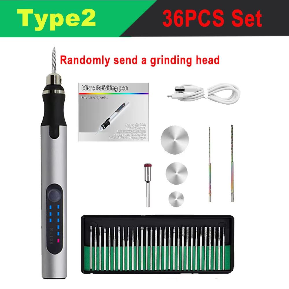 Electric Mini Grinder Engraving Pen Graveerpen Wireless Grinder with Battery Cordless Micro Rotary Tools Drill for Jewelry Metal