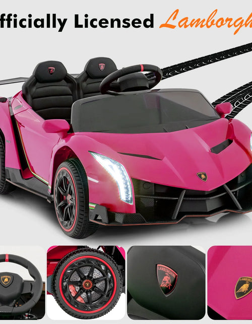 Load image into Gallery viewer, 2 Seater Kids Ride on Car, 12V 4WD Licensed Lamborghini Veneno Powered Electric Vehicle with Hydraulic Doors, Rocking Mode, Adjustable Speeds, Remote Control, MP3, Headlight
