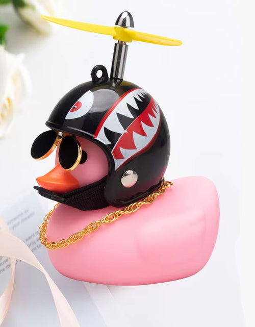 Load image into Gallery viewer, Car Duck with Helmet Broken Wind Pendant Small Yellow Duck Road Bike Motor Helmet Riding Cycling Accessories without Lights
