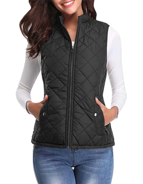 Load image into Gallery viewer, Women&#39;S Padded Vest Quilted Jacket Ladies Zipper Sleeveless Waistcoat Autumn Winter Lightweight Comfortable Cotton down Vests
