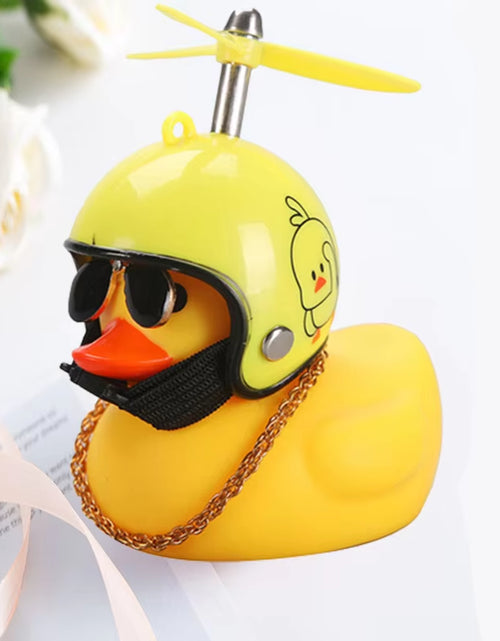 Load image into Gallery viewer, Car Duck with Helmet Broken Wind Pendant Small Yellow Duck Road Bike Motor Helmet Riding Cycling Accessories without Lights
