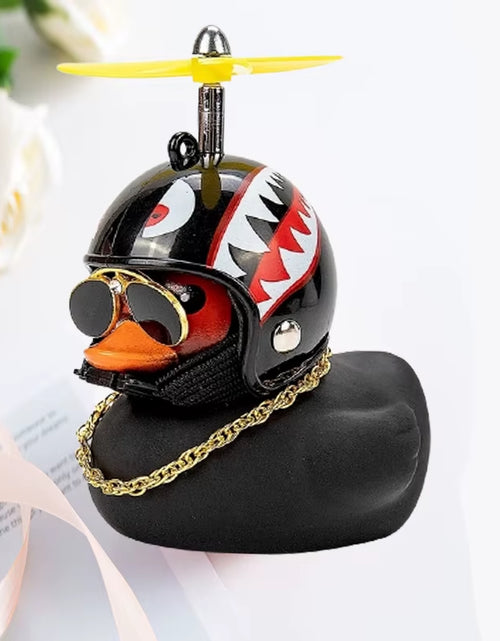 Load image into Gallery viewer, Car Duck with Helmet Broken Wind Pendant Small Yellow Duck Road Bike Motor Helmet Riding Cycling Accessories without Lights
