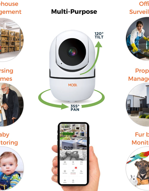 Load image into Gallery viewer, cam HDX Wi-Fi Pan &amp; Tilt Smart Nursery Monitoring Camera, Baby Video Monitor, Night Vision, Motion Detection, Full HD, Two-Way Audio, Remote View &amp; Recording with Free Smart App
