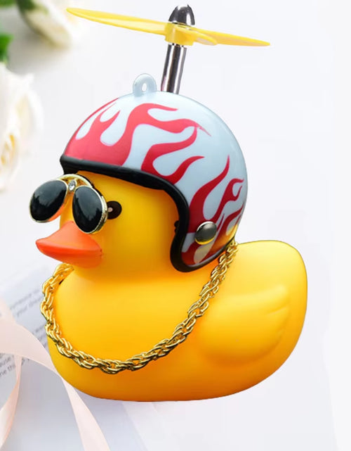 Load image into Gallery viewer, Car Duck with Helmet Broken Wind Pendant Small Yellow Duck Road Bike Motor Helmet Riding Cycling Accessories without Lights
