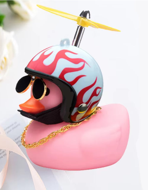 Load image into Gallery viewer, Car Duck with Helmet Broken Wind Pendant Small Yellow Duck Road Bike Motor Helmet Riding Cycling Accessories without Lights
