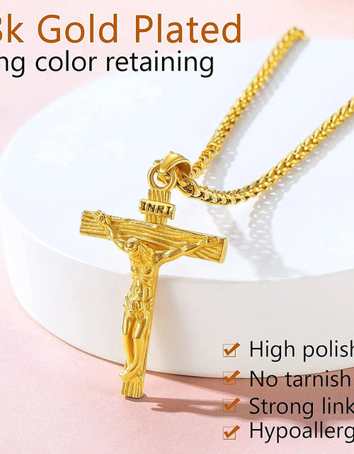 Load image into Gallery viewer, Men Cross Necklace Pendant 18K Gold Lord&#39;S Prayer Pendant with 22+2 Inch Chain,With Gift Packaged
