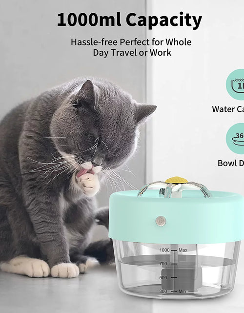 Load image into Gallery viewer, Cat Water Fountain, 1000Mah Battery Pet Water Fountain. Automatic Pet Drinking Fountain, Cat Fountain Blue 35 Oz
