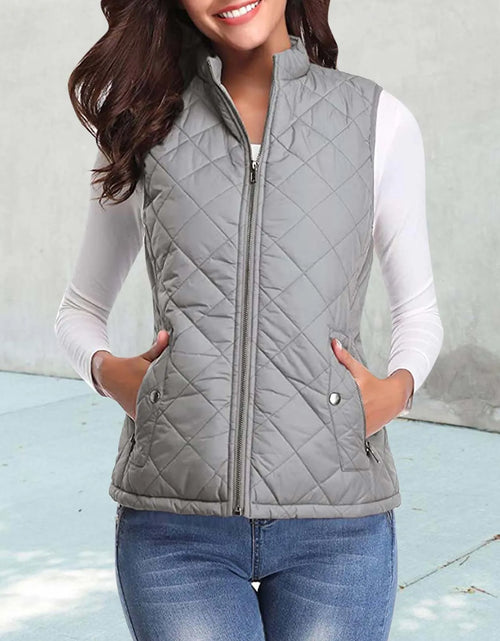 Load image into Gallery viewer, Women&#39;S Padded Vest Quilted Jacket Ladies Zipper Sleeveless Waistcoat Autumn Winter Lightweight Comfortable Cotton down Vests
