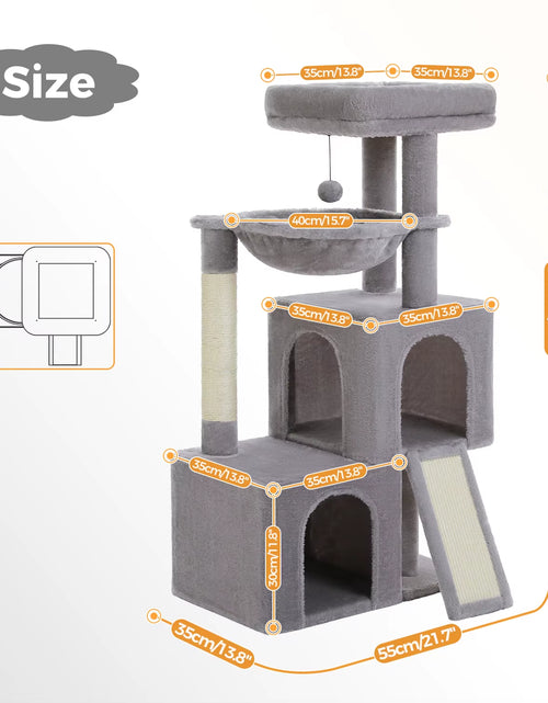 Load image into Gallery viewer, Cat Tree Luxury Cat Towers with Double Condos Spacious Perch Cat Hammock Fully Wrapped Scratching Sisal Post and Dangling Balls
