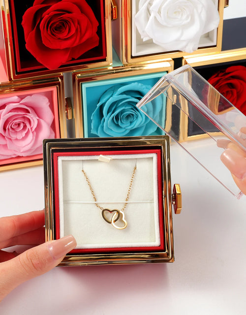 Load image into Gallery viewer, ETERNAL ROSE BOX - W/ENGRAVED NECKLACE &amp; REALROSE Flower Gift Box Heart Pendant Customize Necklace Valentine&#39;S Day Gift for Her
