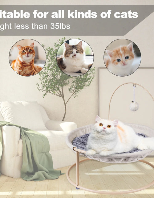 Load image into Gallery viewer, Cat Hammocks, Elevated Cat Bed with Bouncy Ball &amp; Bell, for Cats and Small Dogs, Off-White
