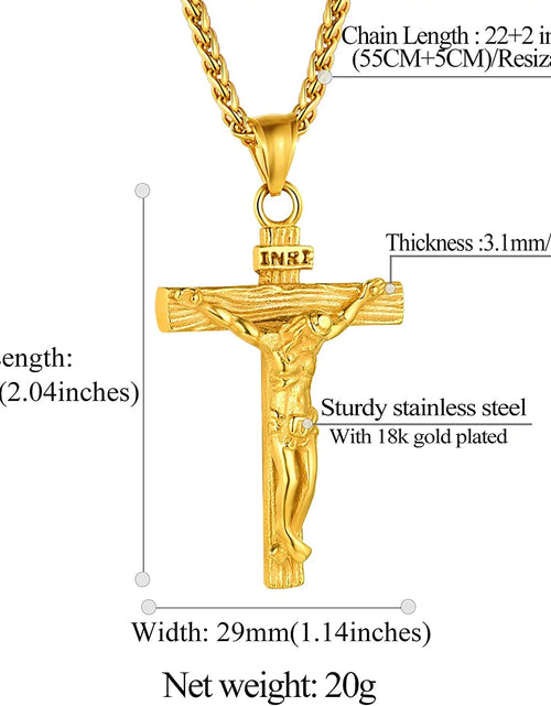 Load image into Gallery viewer, Men Cross Necklace Pendant 18K Gold Lord&#39;S Prayer Pendant with 22+2 Inch Chain,With Gift Packaged
