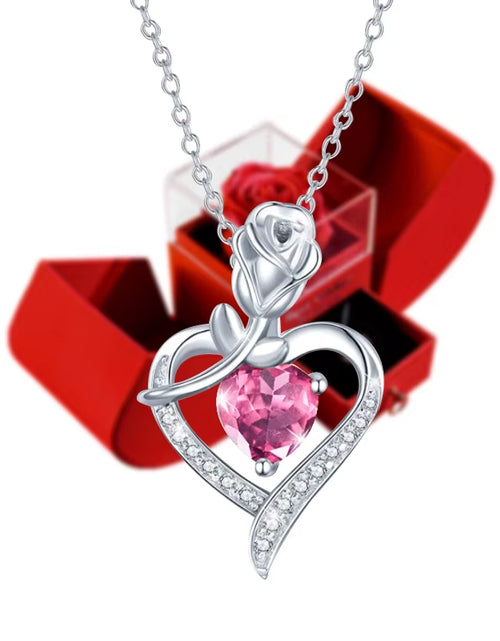 Load image into Gallery viewer, Gifts for Women Eternal Rose Box Heart Pendant Necklace Forever Flower Jewelry Case Wedding Mothers Day Jewelry Girlfriend Gift
