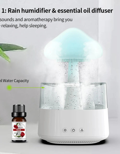 Load image into Gallery viewer, Mushroom Rain Air Humidifier Electric Aroma Diffuser Rain Cloud Smell Distributor Relax Water Drops Sounds Colorful Night Lights
