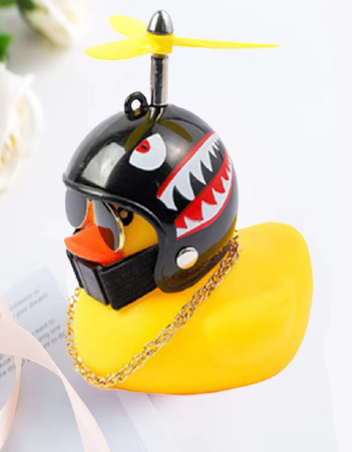 Load image into Gallery viewer, Car Duck with Helmet Broken Wind Pendant Small Yellow Duck Road Bike Motor Helmet Riding Cycling Accessories without Lights
