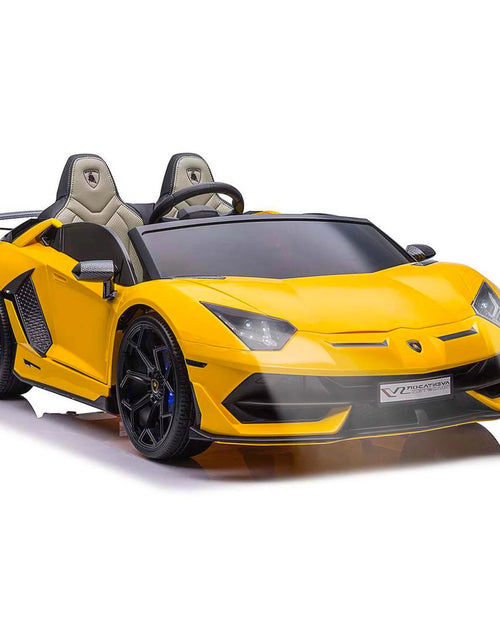 Load image into Gallery viewer, Lamborghini Aventador W/ Swappable Battery 24V - Electric Car for Kids with 3 Speeds, Leather Seat, Remote, MP3 Music by Bluetooth, FM Radio, Rubber Tires (Yellow)
