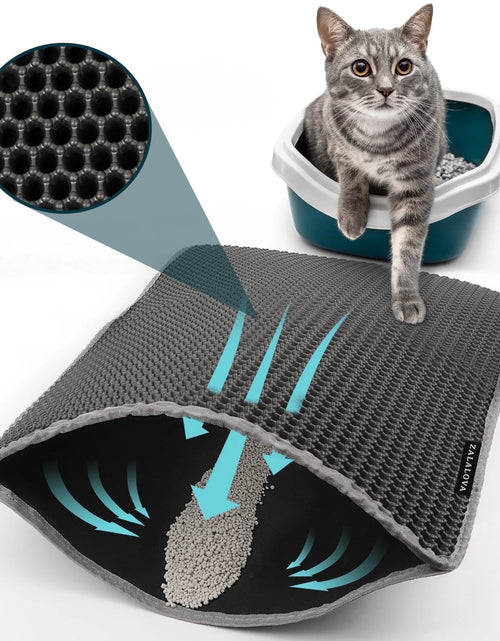 Load image into Gallery viewer, 24 X 15 Inch Cat Litter Mat Kitty Litter Trapping Mat, Honeycomb Double Layer Urine Waterproof, Easier to Clean Litter Box Mat, Soft on Paws, Non-Slip（Gray）
