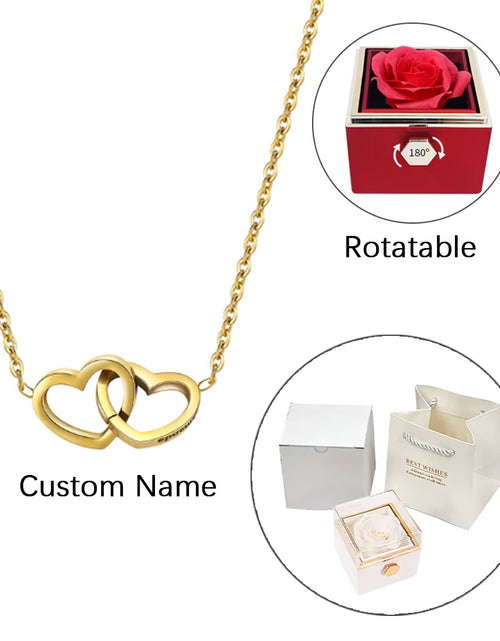 Load image into Gallery viewer, ETERNAL ROSE BOX - W/ENGRAVED NECKLACE &amp; REALROSE Flower Gift Box Heart Pendant Customize Necklace Valentine&#39;S Day Gift for Her
