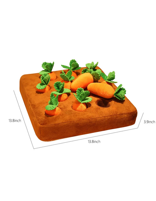 Load image into Gallery viewer, Dog Carrot Plush Toy, Dog Chew Toy, Pet Interaction Pull the Carrot Stuffed Toy, Vegetable Toy Ifur 12 Squeaky Carrots Enrichment Dog Puzzle Toys, 13.8&#39;&#39;X13.8&#39;&#39;Carrot Farm Dog Toys
