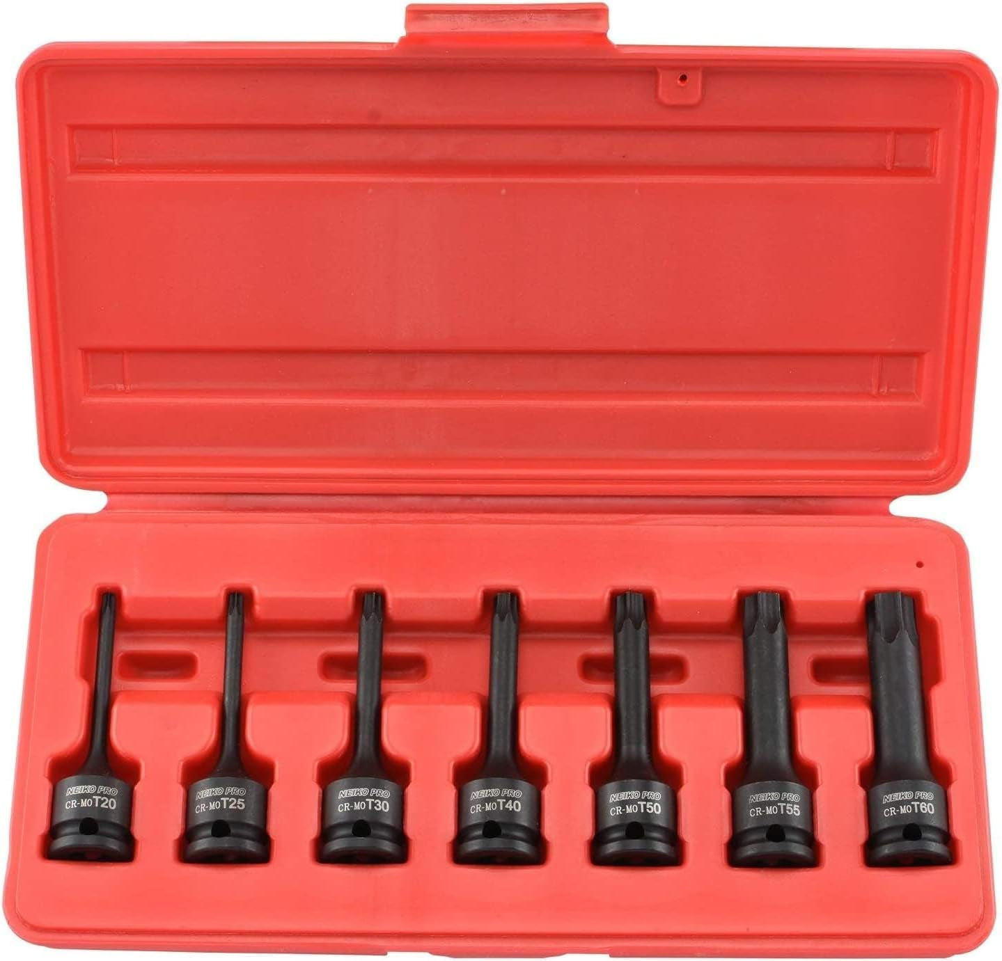 01132B 3/8” Drive Torx Star Driver Bit Socket Set 7 Piece T20 to T60 3” Length Cr-Mo Impact Grade