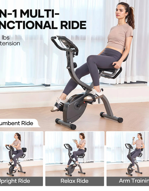 Load image into Gallery viewer, Folding Exercise Bike Magnetic Upright Bike with Pulse Sensor LCD Monitor Indoor Cycling Stationary Exercise Bike Perfect for Home Use
