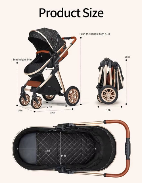 Load image into Gallery viewer, 3 in 1 Baby Travel System Infant Baby Stroller Pushchair High Landscape Reversible Foldable Portable Stroller Newborn Pram Recli
