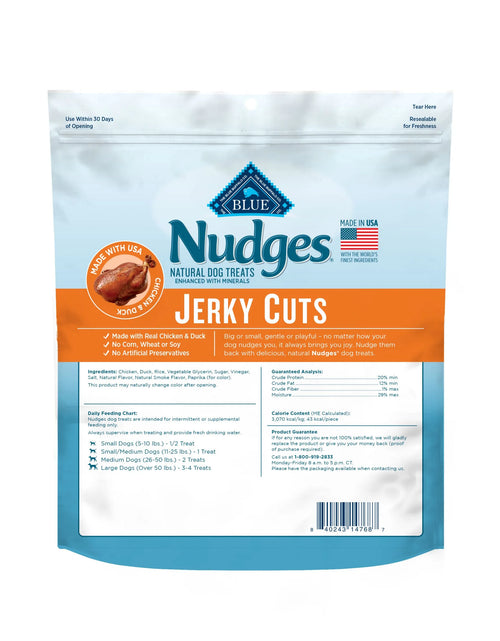 Load image into Gallery viewer, Nudges Chicken &amp; Duck Jerky Cuts Dog Treats, 16-Oz. Bag
