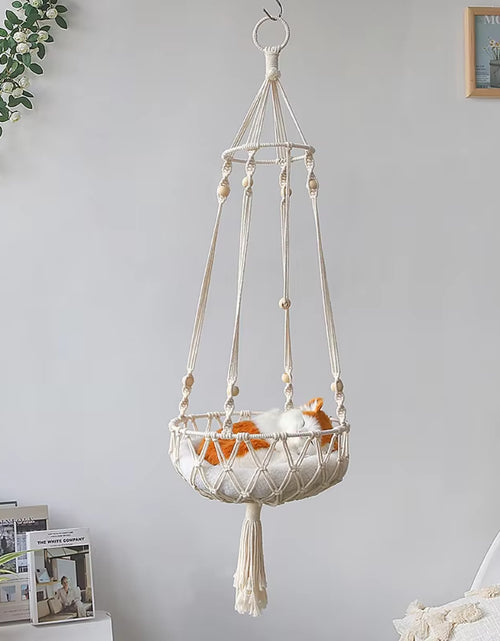 Load image into Gallery viewer, Pet Cat Hammock Swing Bed Bohemian Handwoven Tapestry Cotton Macrame for Home Bedroom Decoration Wall Hanging without Mat
